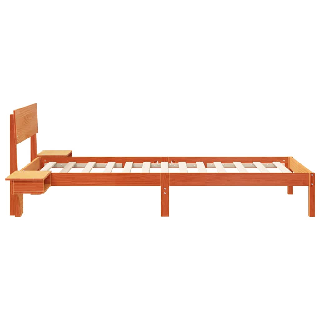 Bed Frame with Headboard Wax Brown 90 x 190 cm Solid Pine Wood