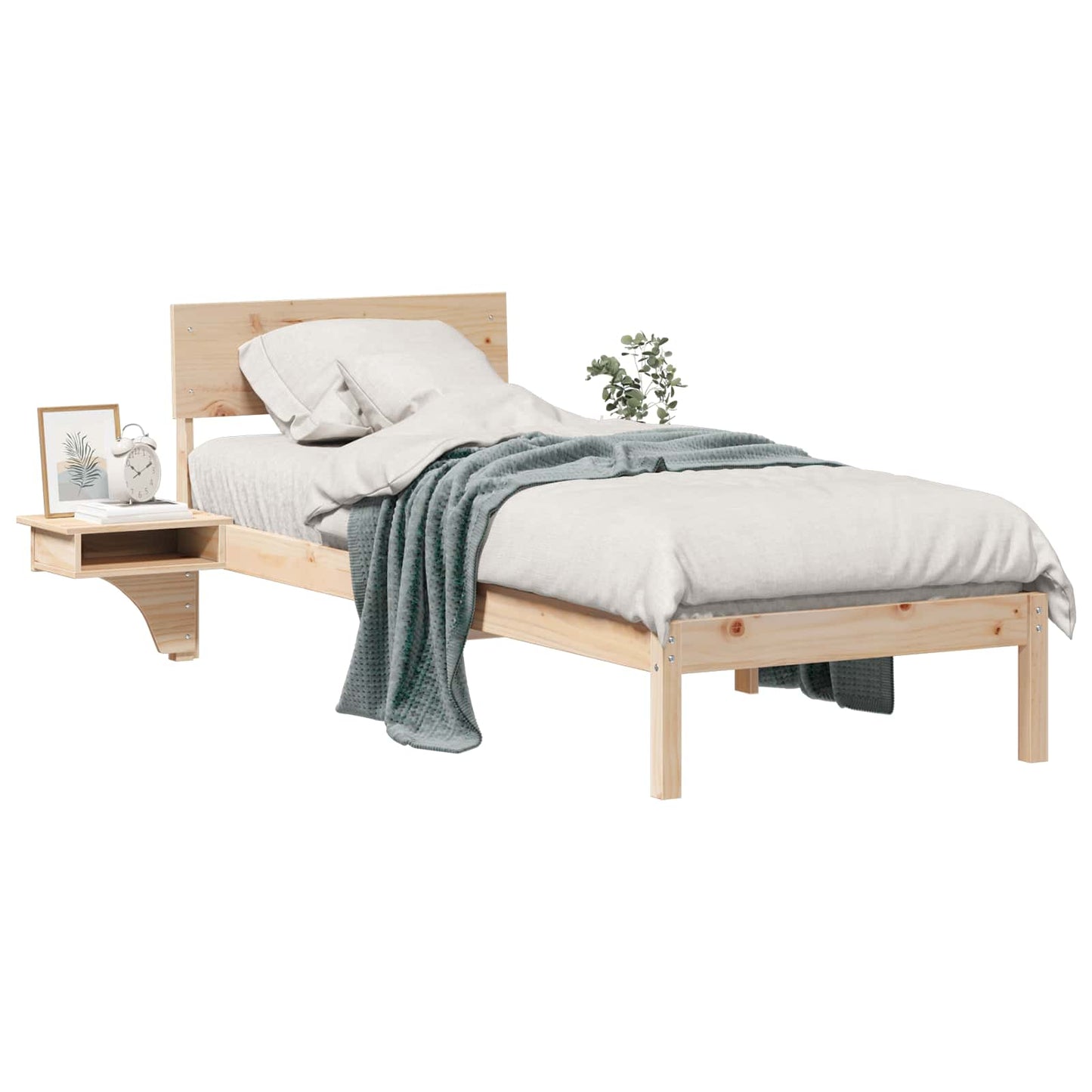 Bed Frame with Headboard Brown 75 x 190 cm Solid Pine Wood
