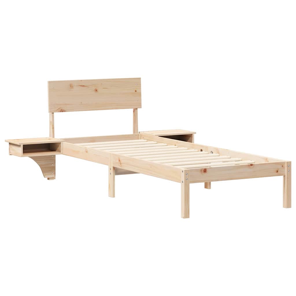 Bed Frame with Headboard Brown 75 x 190 cm Solid Pine Wood