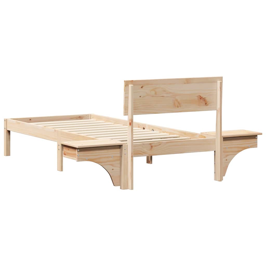 Bed Frame with Headboard Brown 75 x 190 cm Solid Pine Wood