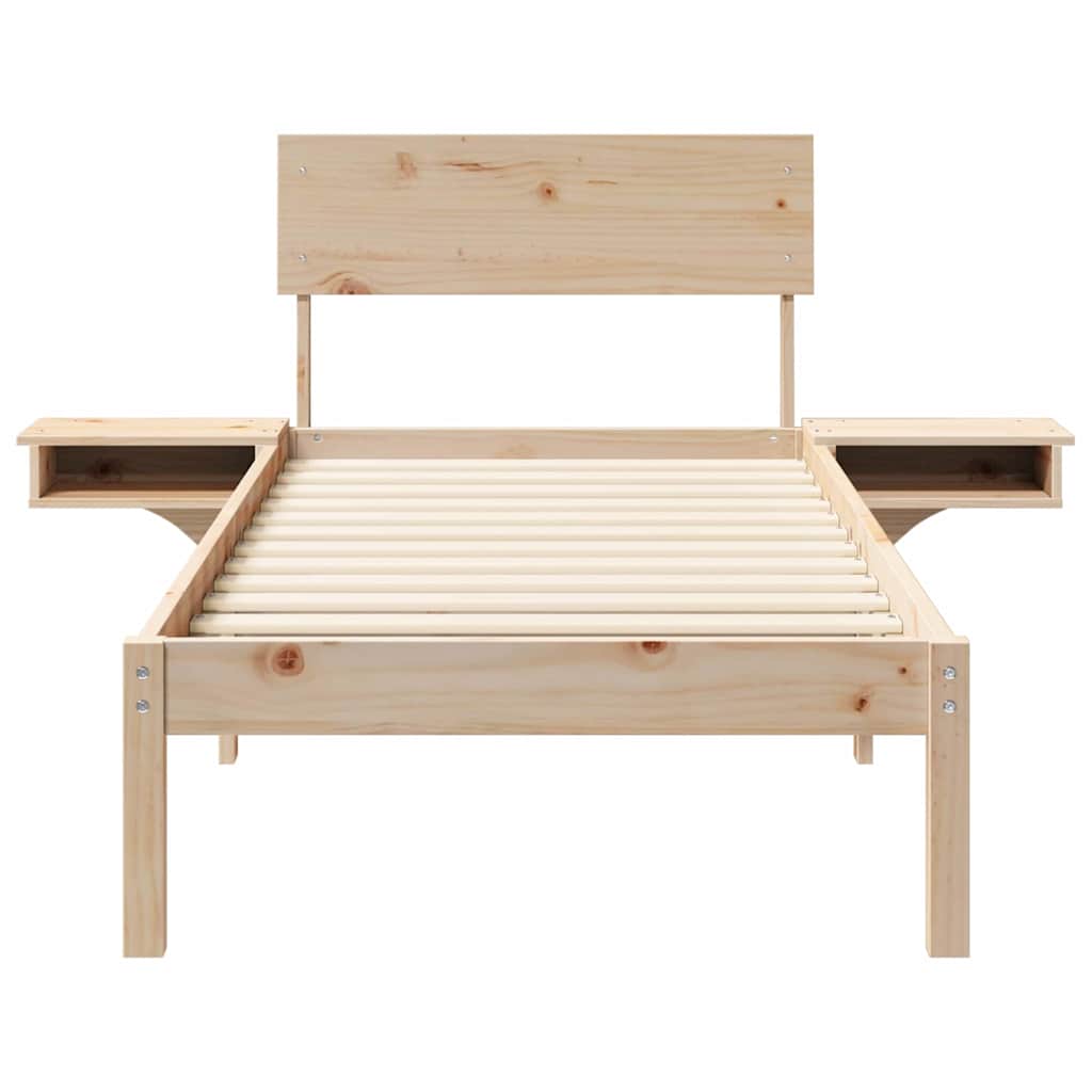 Bed Frame with Headboard Brown 75 x 190 cm Solid Pine Wood