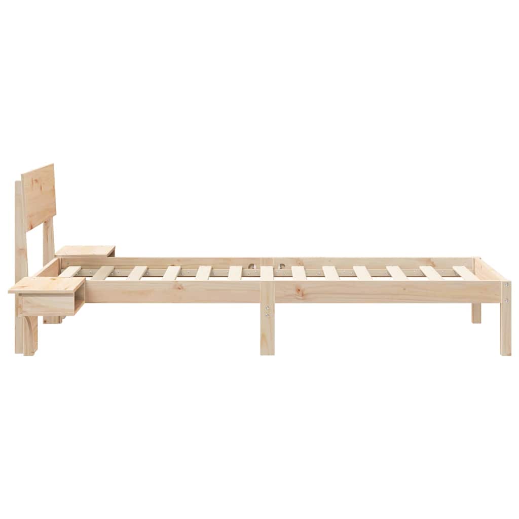 Bed Frame with Headboard Brown 75 x 190 cm Solid Pine Wood