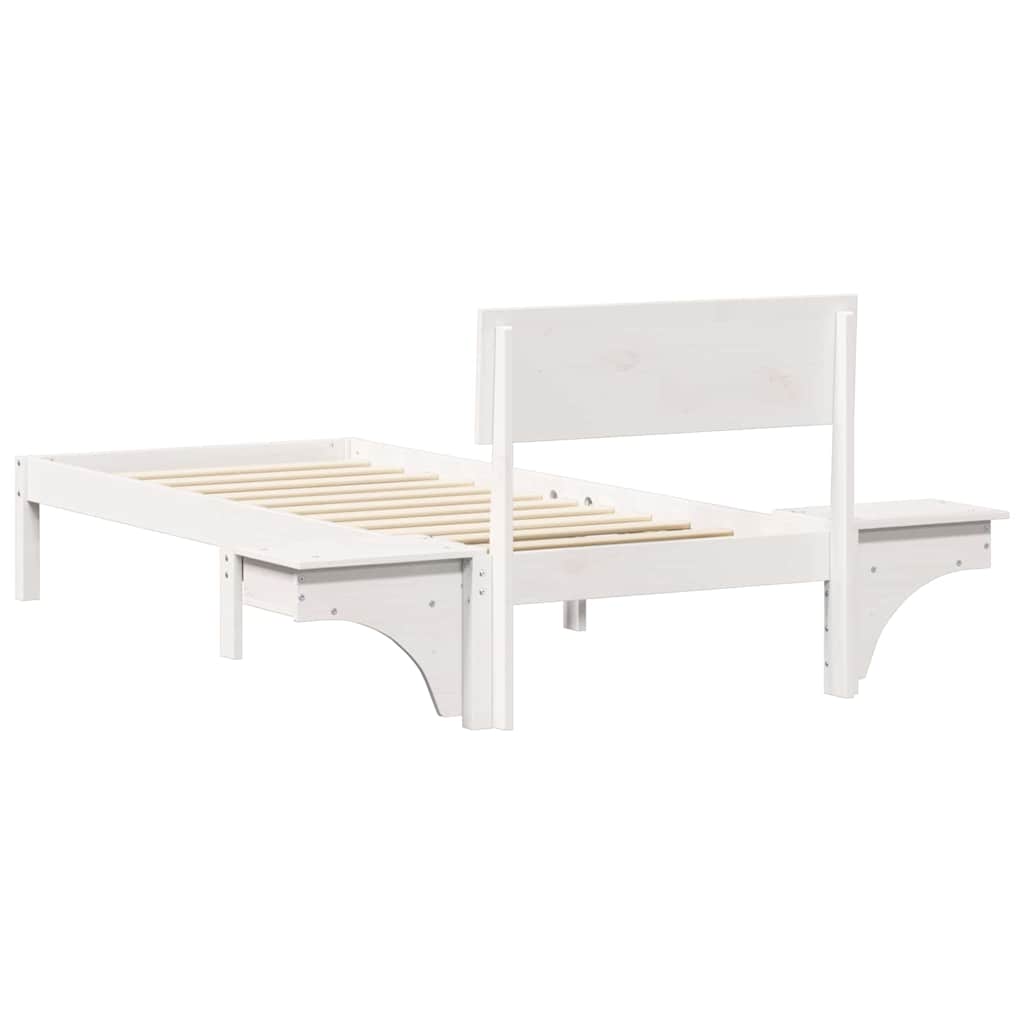 Bed Frame with Headboard White 75 x 190 cm Solid Pine Wood
