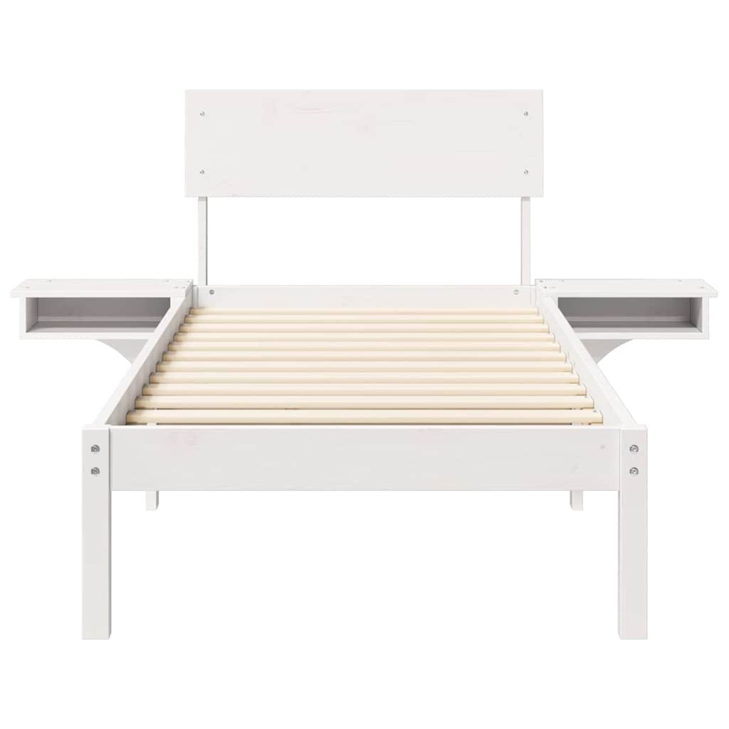 Bed Frame with Headboard White 75 x 190 cm Solid Pine Wood