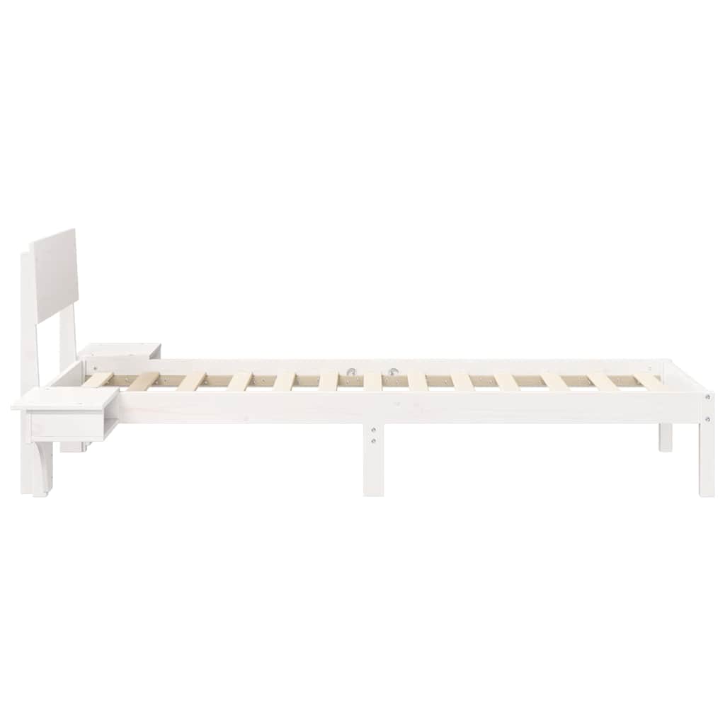 Bed Frame with Headboard White 75 x 190 cm Solid Pine Wood