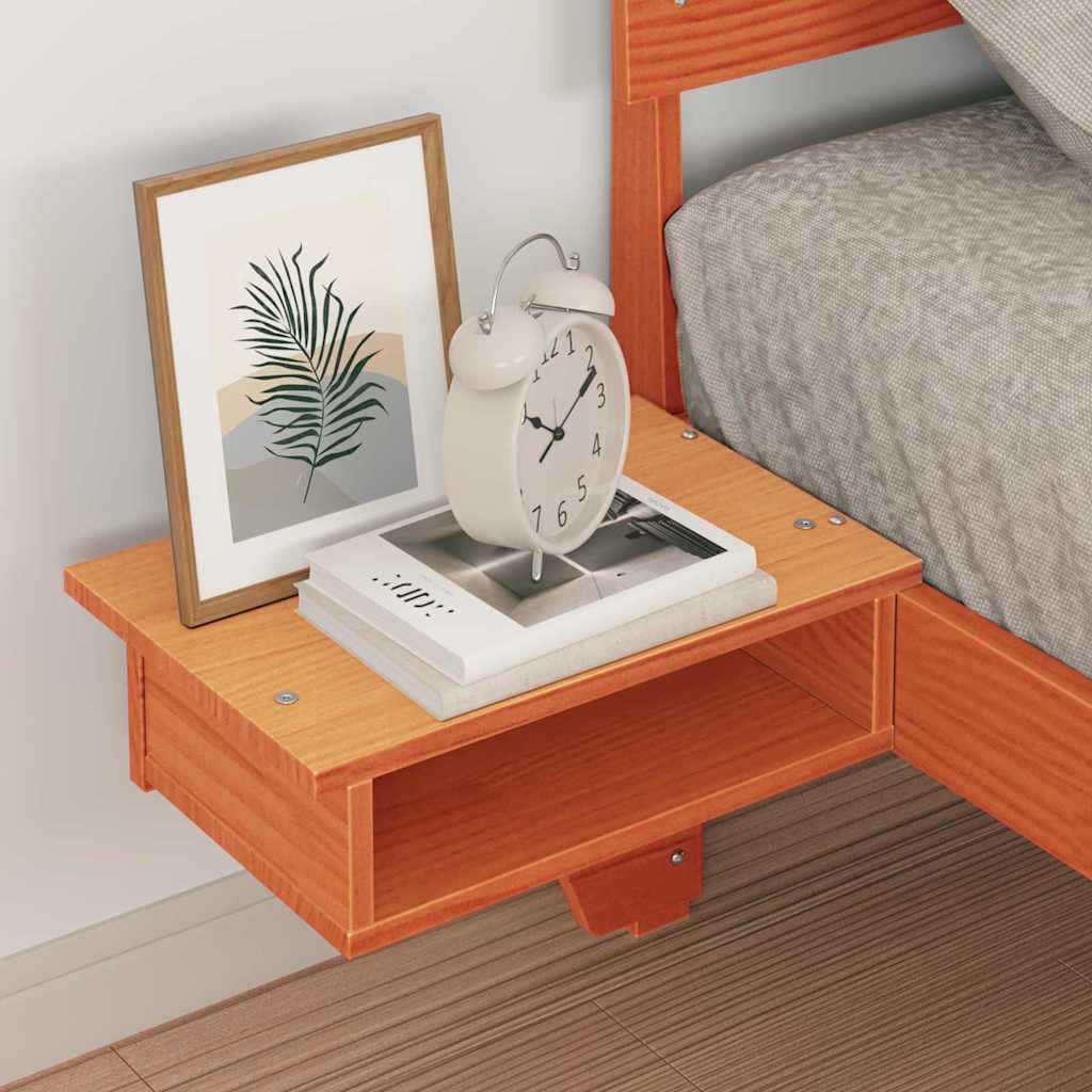 Bed Frame with Headboard Wax Brown 75 x 190 cm Solid Pine Wood