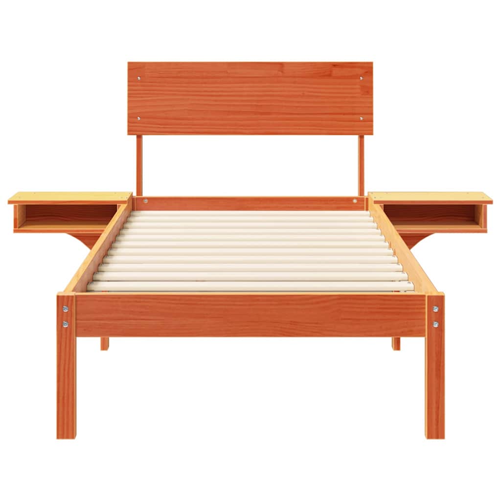 Bed Frame with Headboard Wax Brown 75 x 190 cm Solid Pine Wood