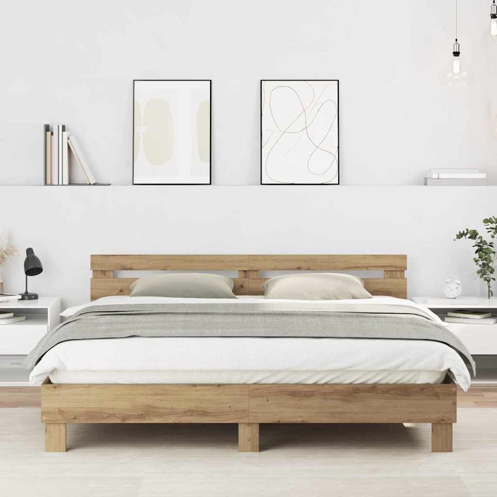 Bed Frame Artisan Oak 203 x 185 x 70 cm Engineered Wood