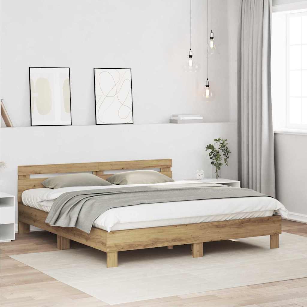 Bed Frame Artisan Oak 203 x 185 x 70 cm Engineered Wood