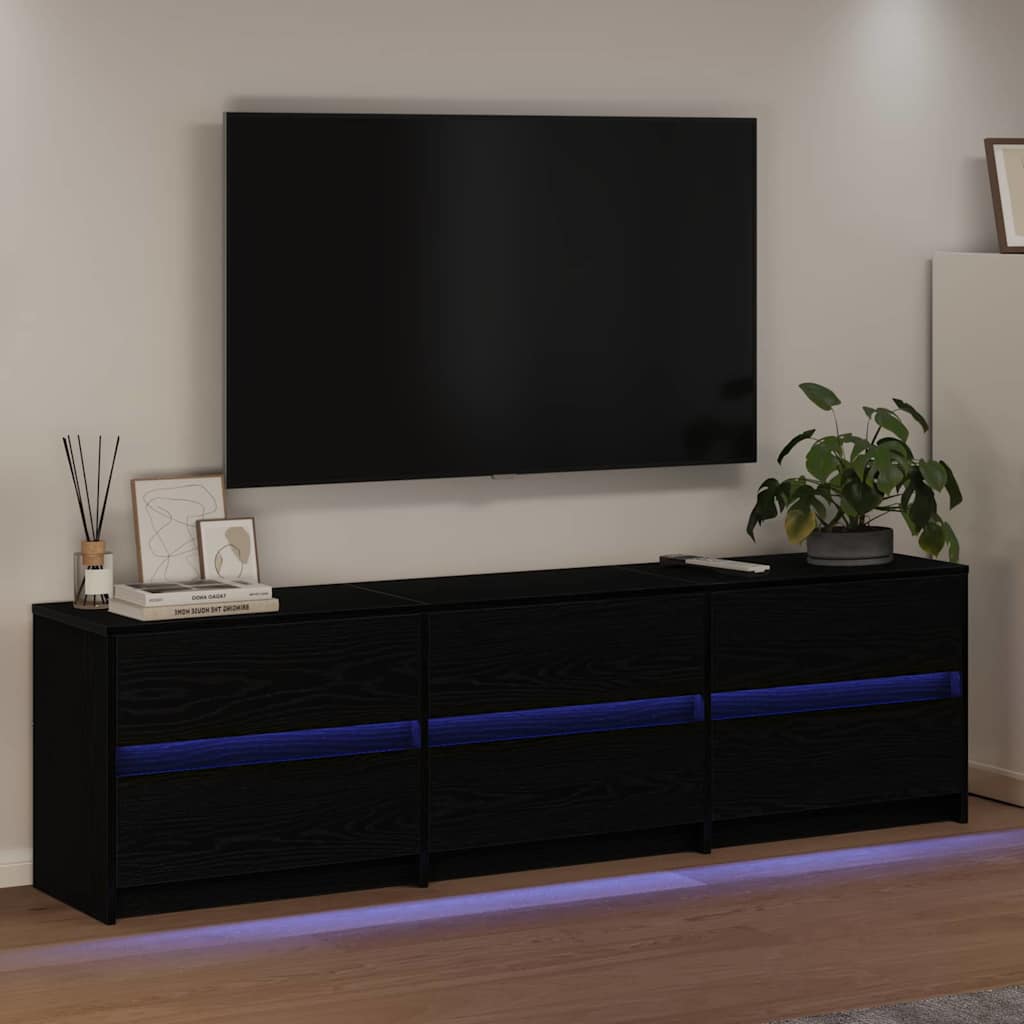 TV Units 2 pcs Black Oak 180 x 34 x 50 cm Engineered Wood