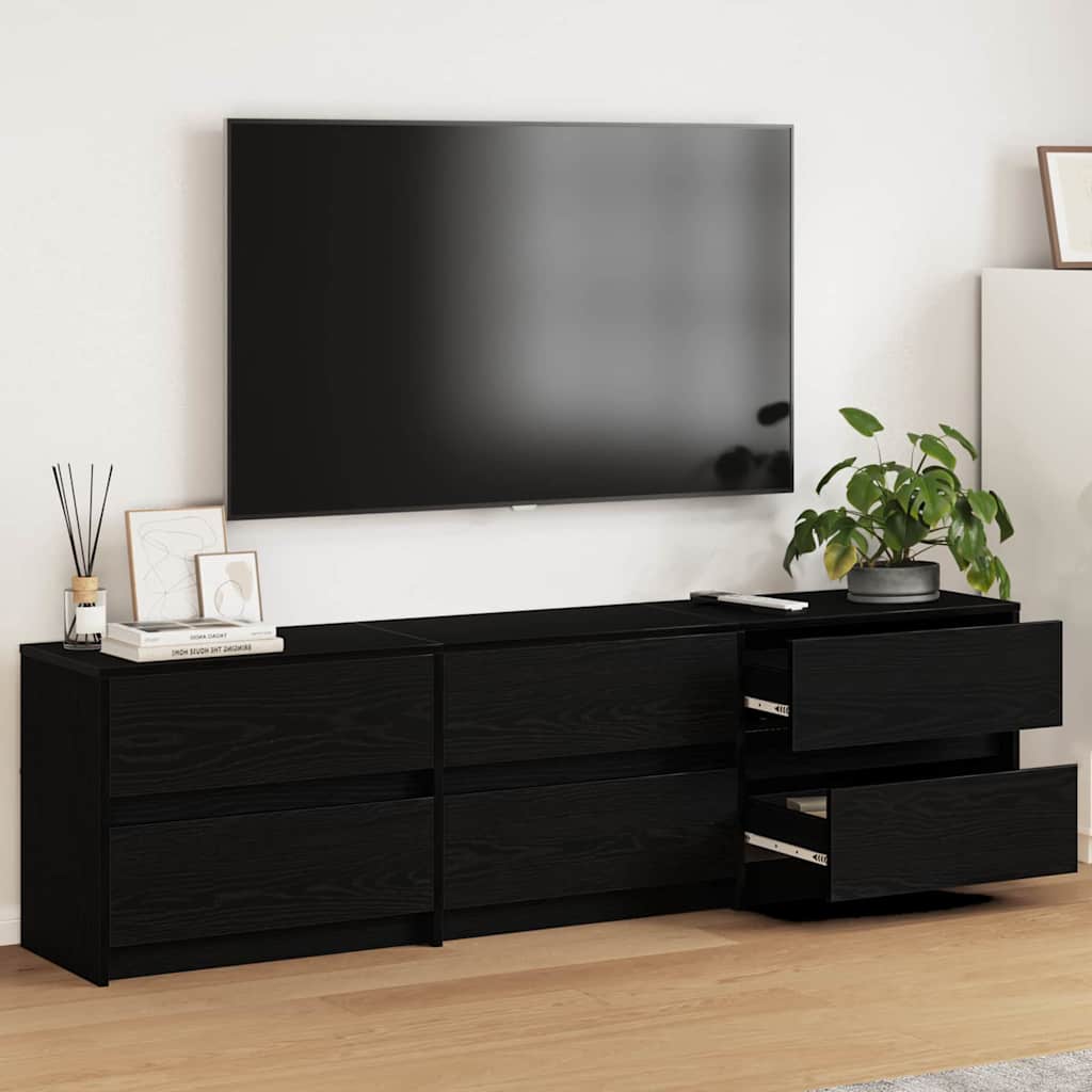 TV Units 2 pcs Black Oak 180 x 34 x 50 cm Engineered Wood