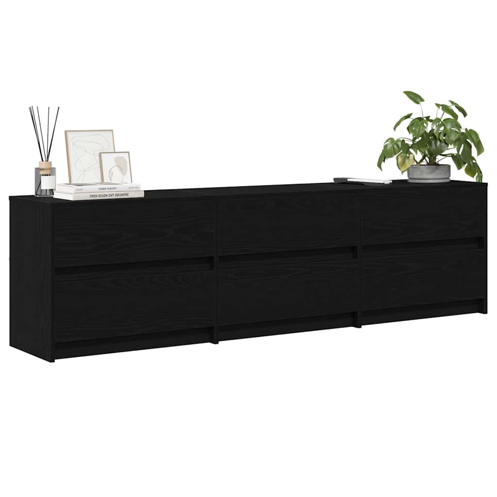 TV Units 2 pcs Black Oak 180 x 34 x 50 cm Engineered Wood
