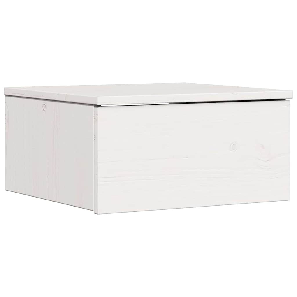 Bedside Table White 37 x 35 x 18.5 cm Solid pine wood