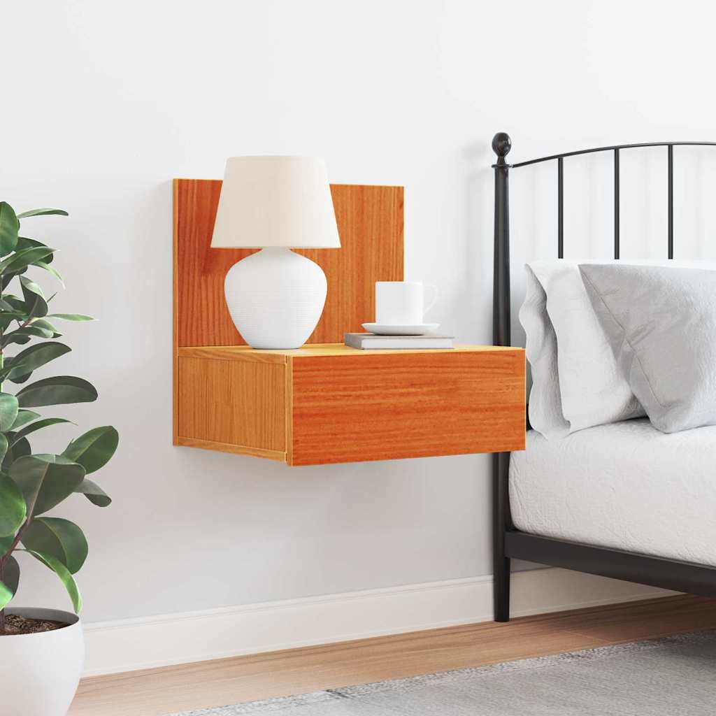 Bedside Table Wax Brown 42 x 32.5 x 40 cm Solid pine wood