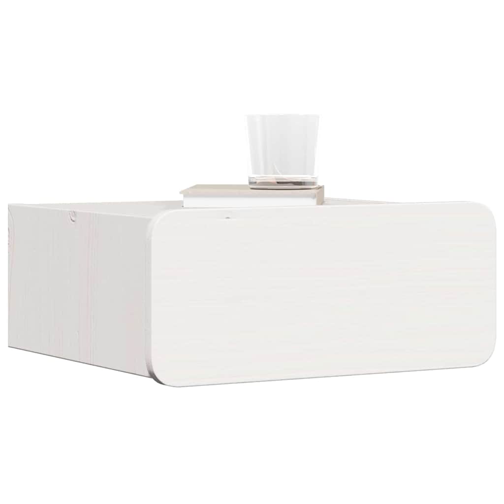 Bedside Table White 39 x 34 x 16.5 cm Solid pine wood