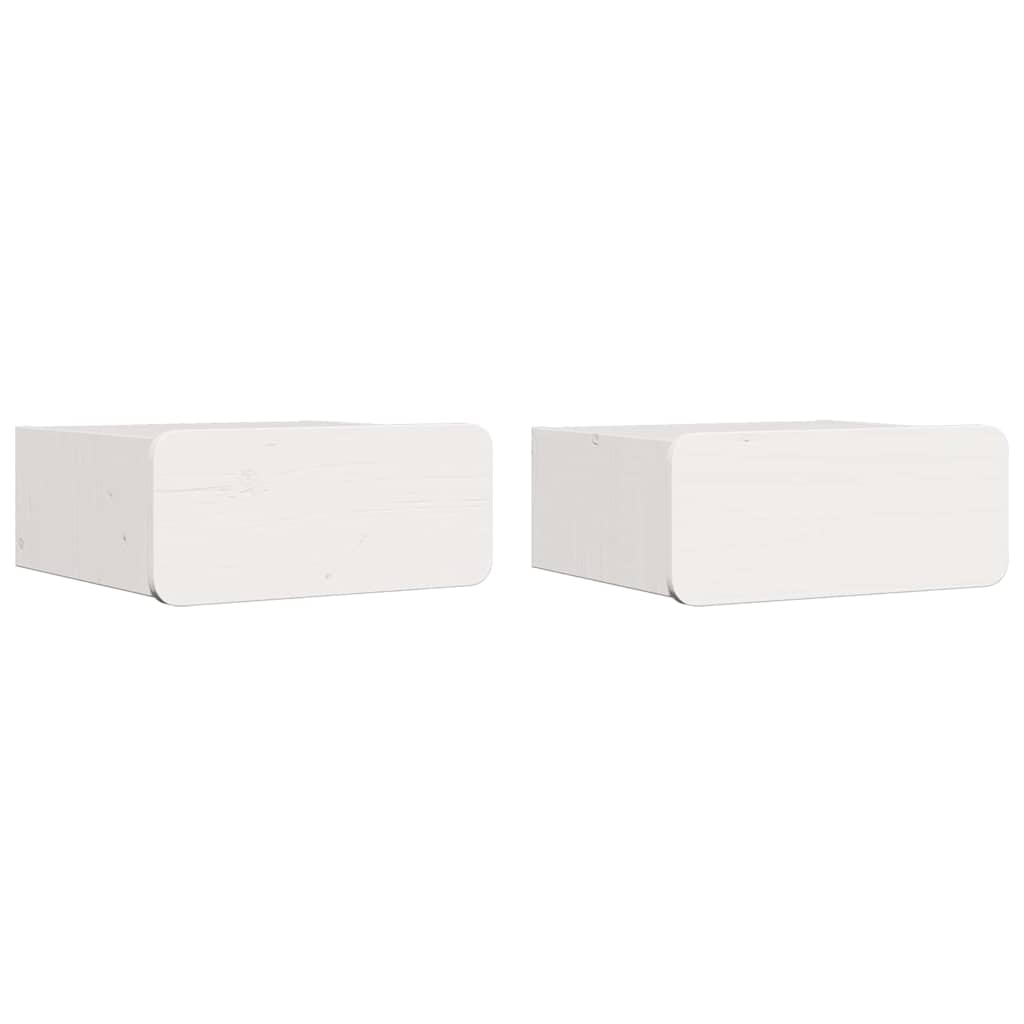 Bedside Table 2 pcs White 39 x 34 x 16.5 cm Solid pine wood