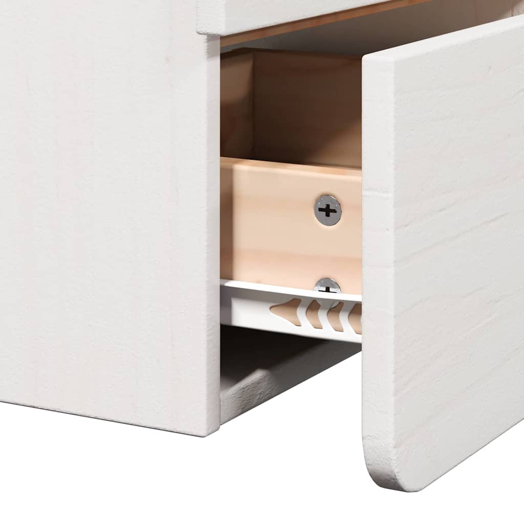 Bedside Table with Drawer White 39 x 34 x 33 cm Solid pinewood