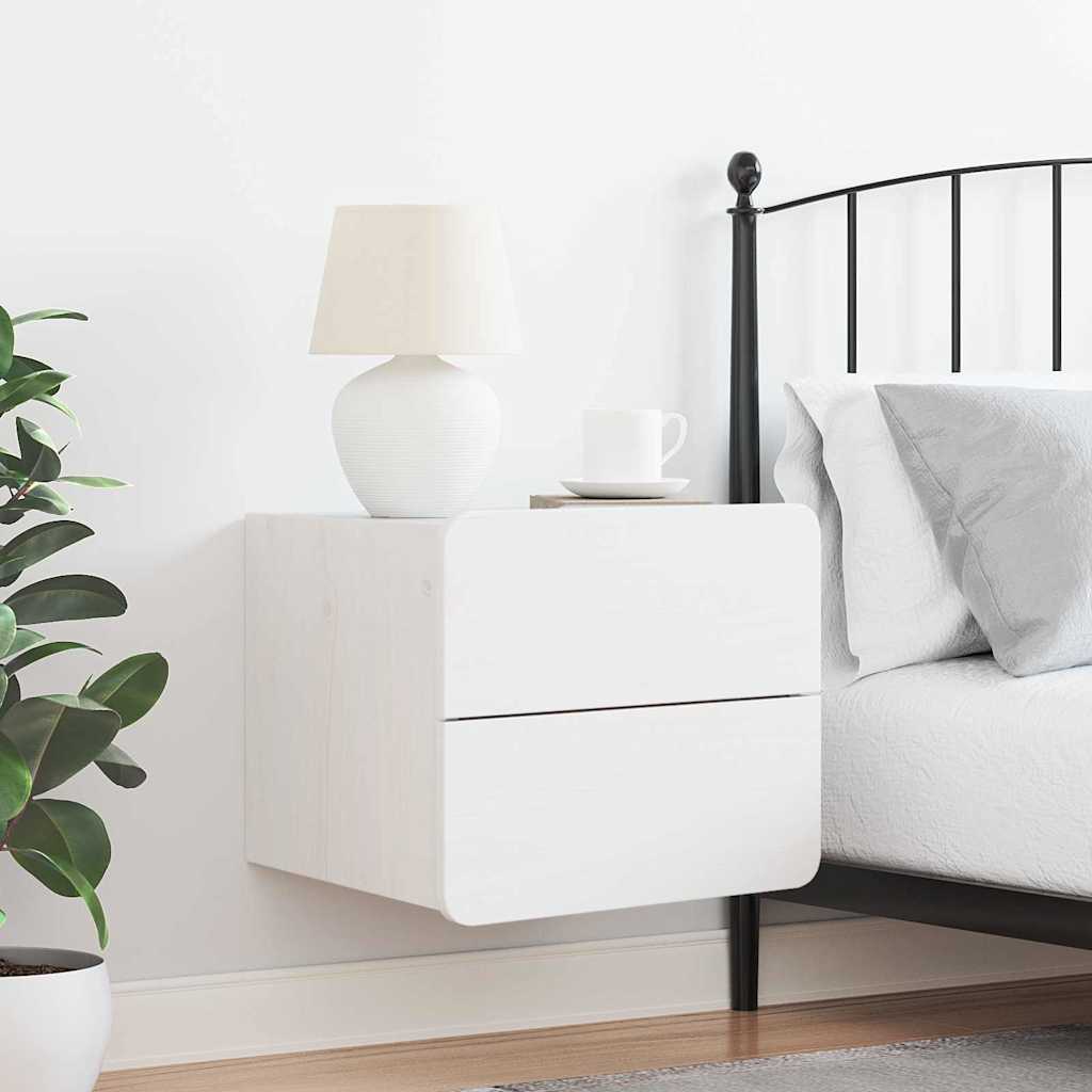 Bedside Table with Drawer White 39 x 34 x 33 cm Solid pinewood