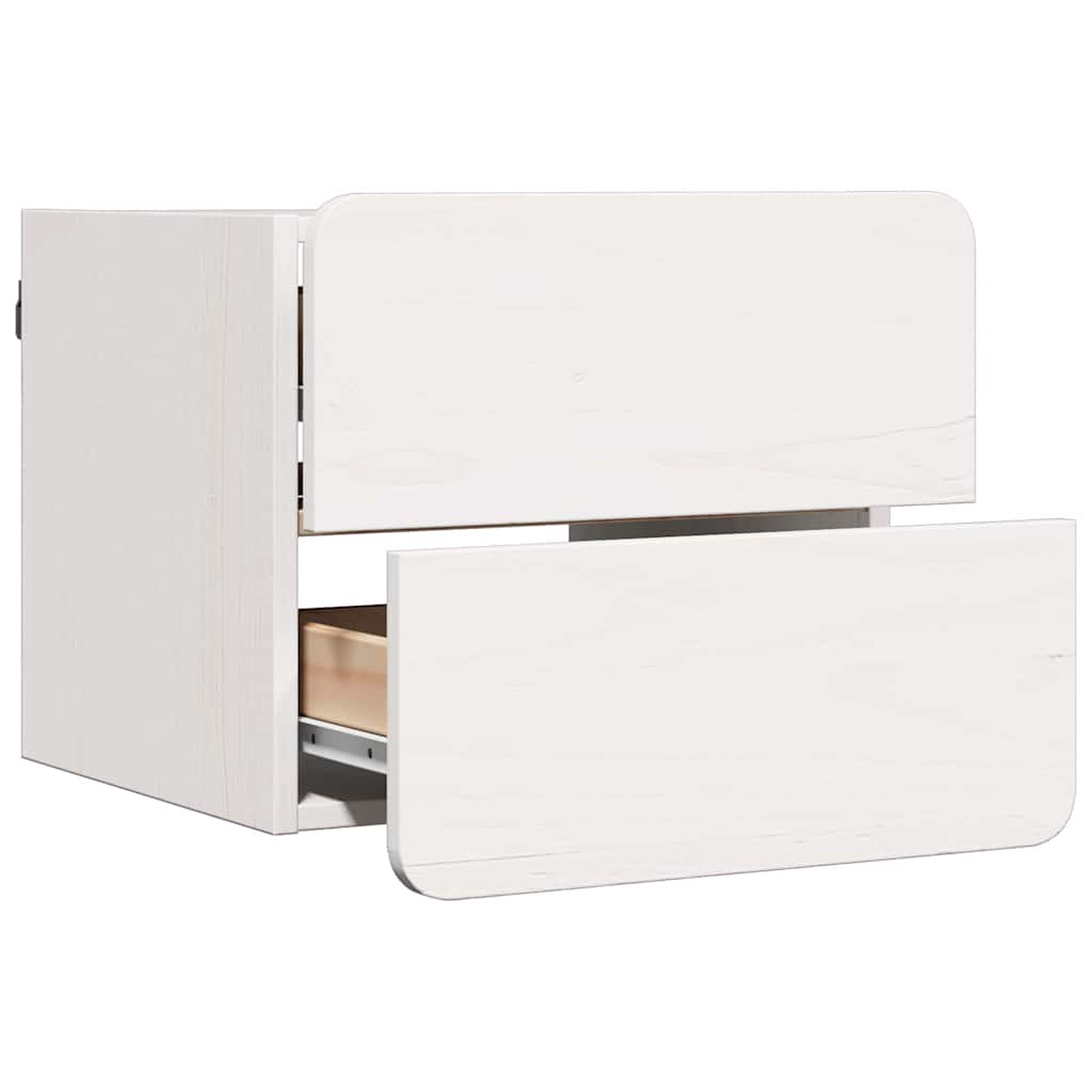 Bedside Table with Drawer White 39 x 34 x 33 cm Solid pinewood