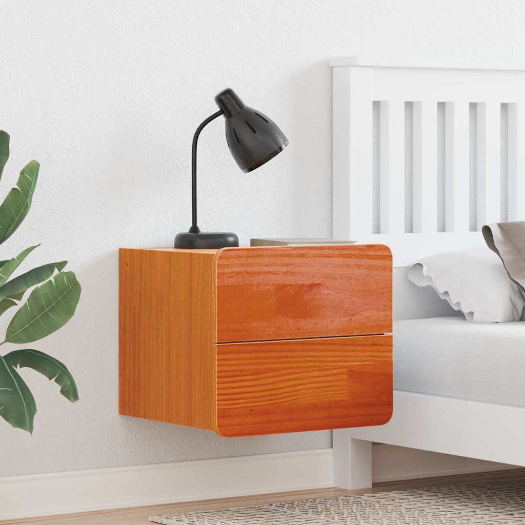 Bedside Table Wax Brown 39 x 34 x 33 cm Solid pinewood