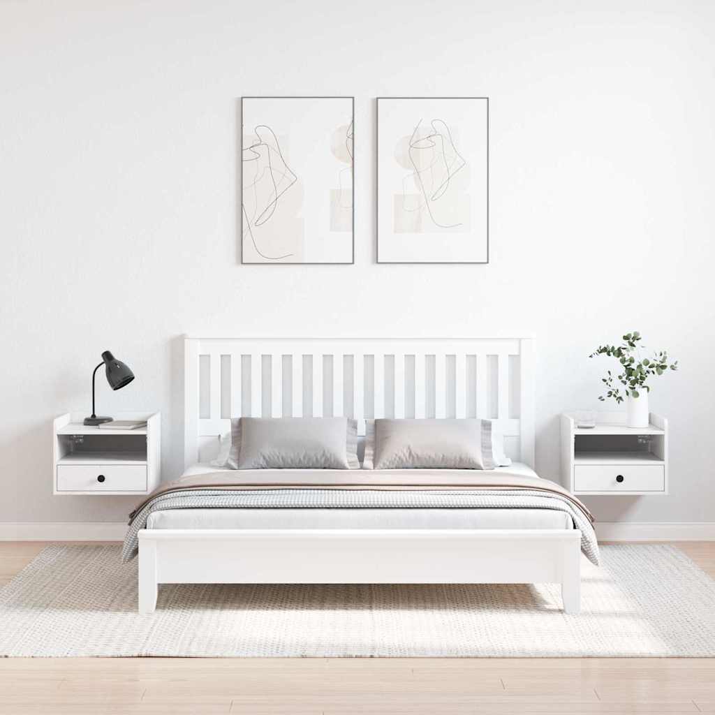 Bedside Table 2 pcs White 38 x 36 x 29.5 cm Solid pine wood