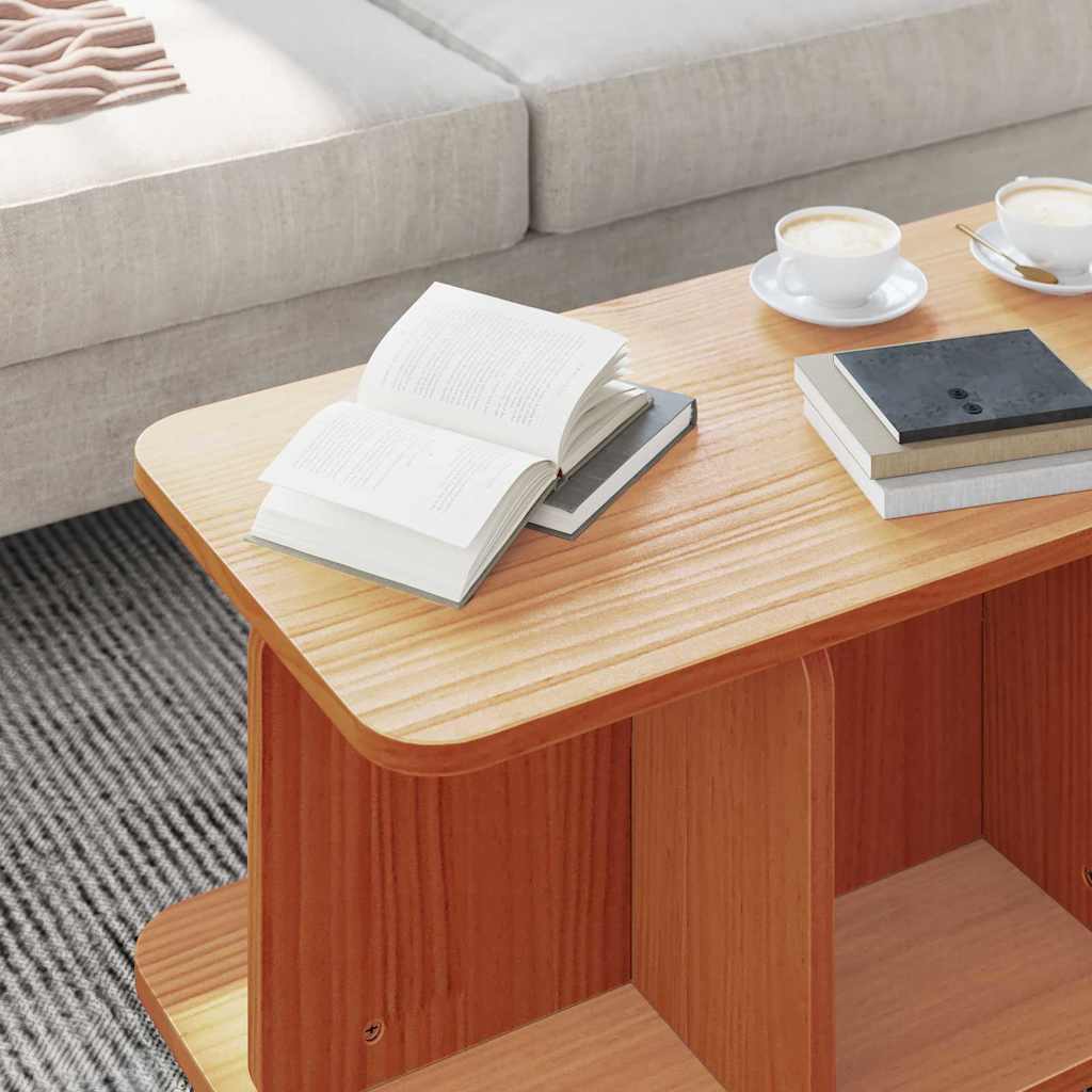 Coffee Table Wax Brown 80 x 39.5 x 33.5 cm Solid pine wood