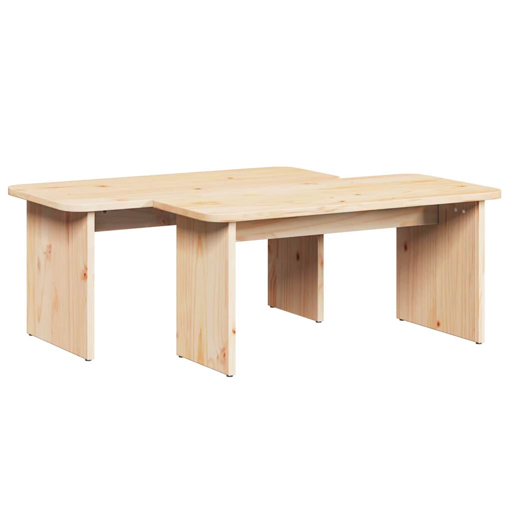 Coffee Table 2 pcs Natural Solid pine wood