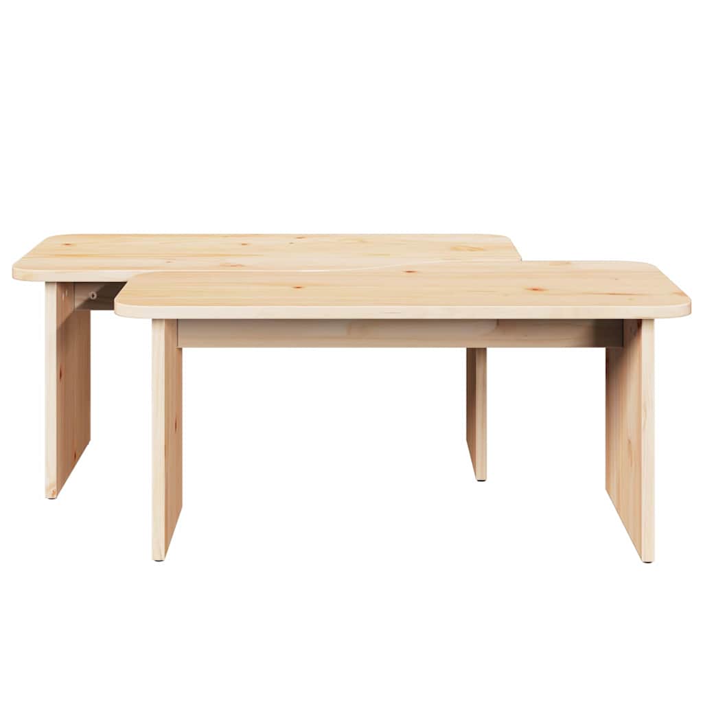 Coffee Table 2 pcs Natural Solid pine wood