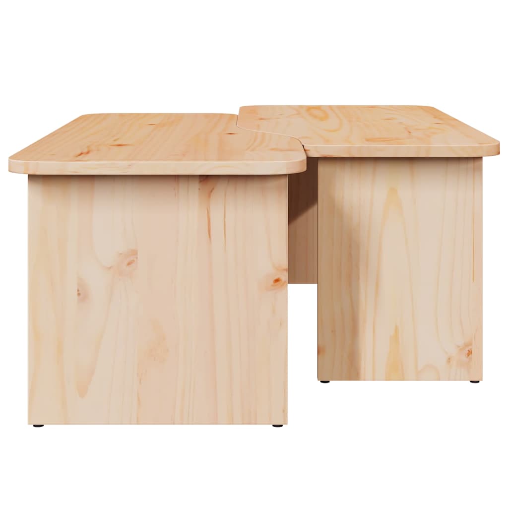 Coffee Table 2 pcs Natural Solid pine wood