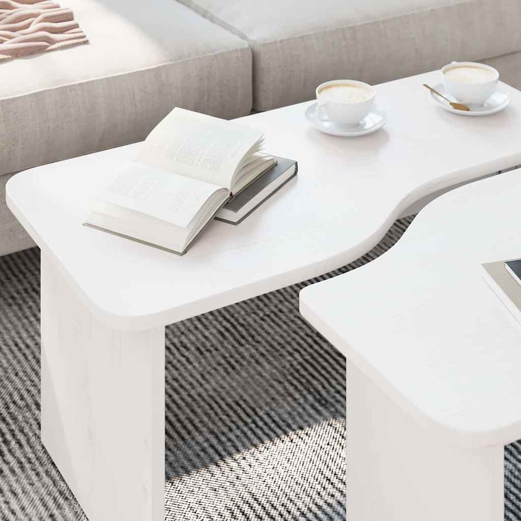 Coffee Table 2 pcs White Solid pine wood