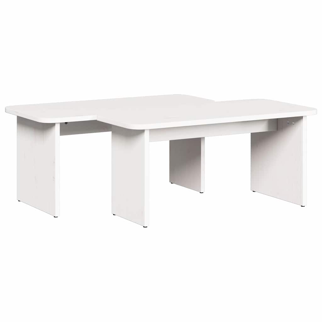 Coffee Table 2 pcs White Solid pine wood