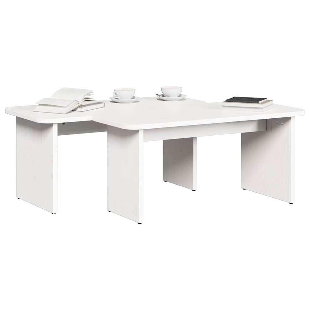 Coffee Table 2 pcs White Solid pine wood