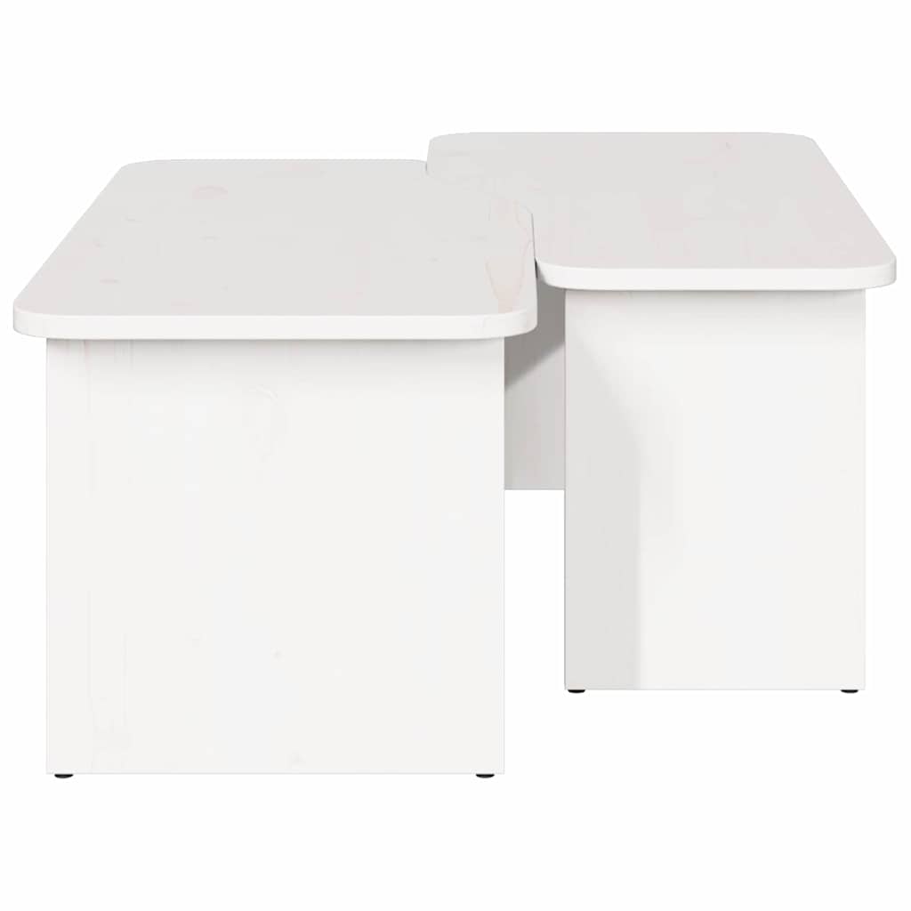 Coffee Table 2 pcs White Solid pine wood