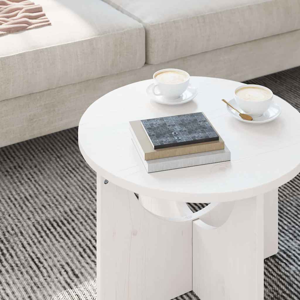 Coffee Table White 50 x 50 x 35 cm Solid pine wood