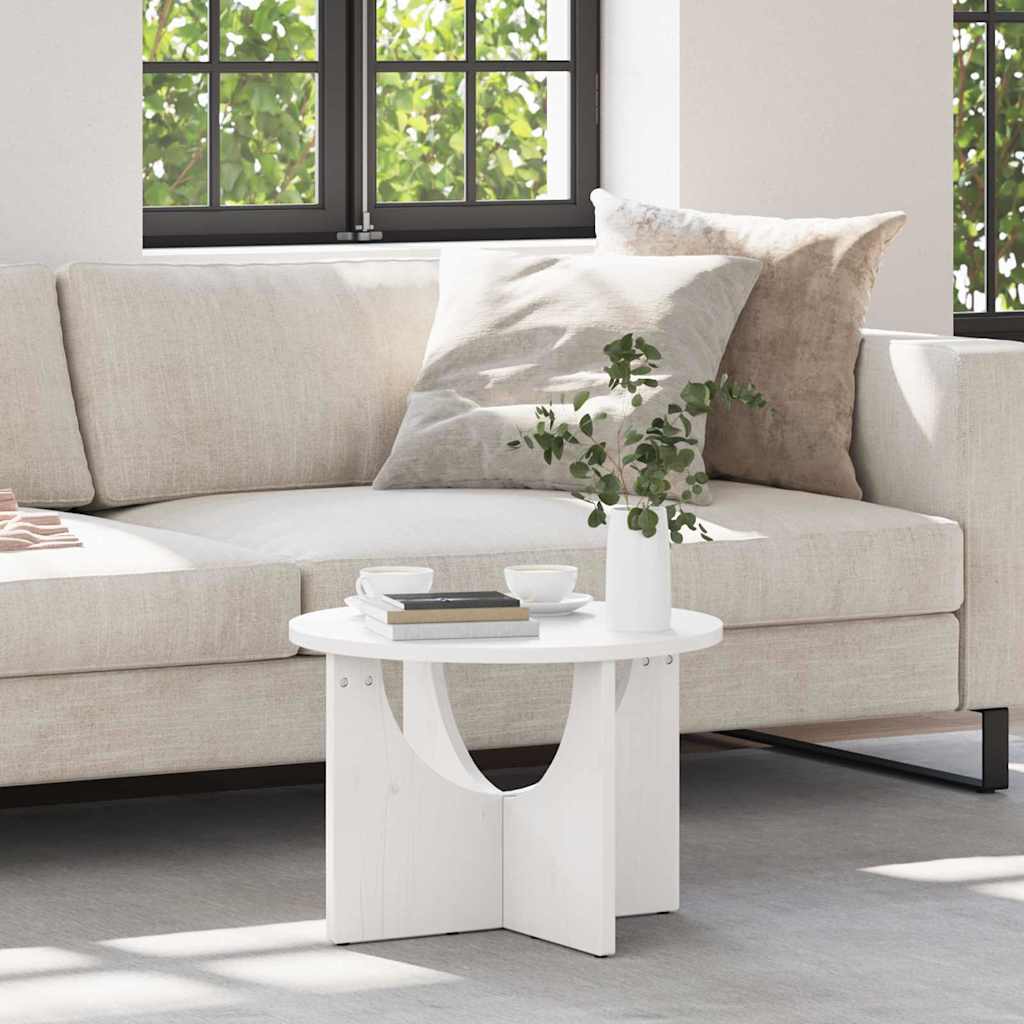 Coffee Table White 50 x 50 x 35 cm Solid pine wood