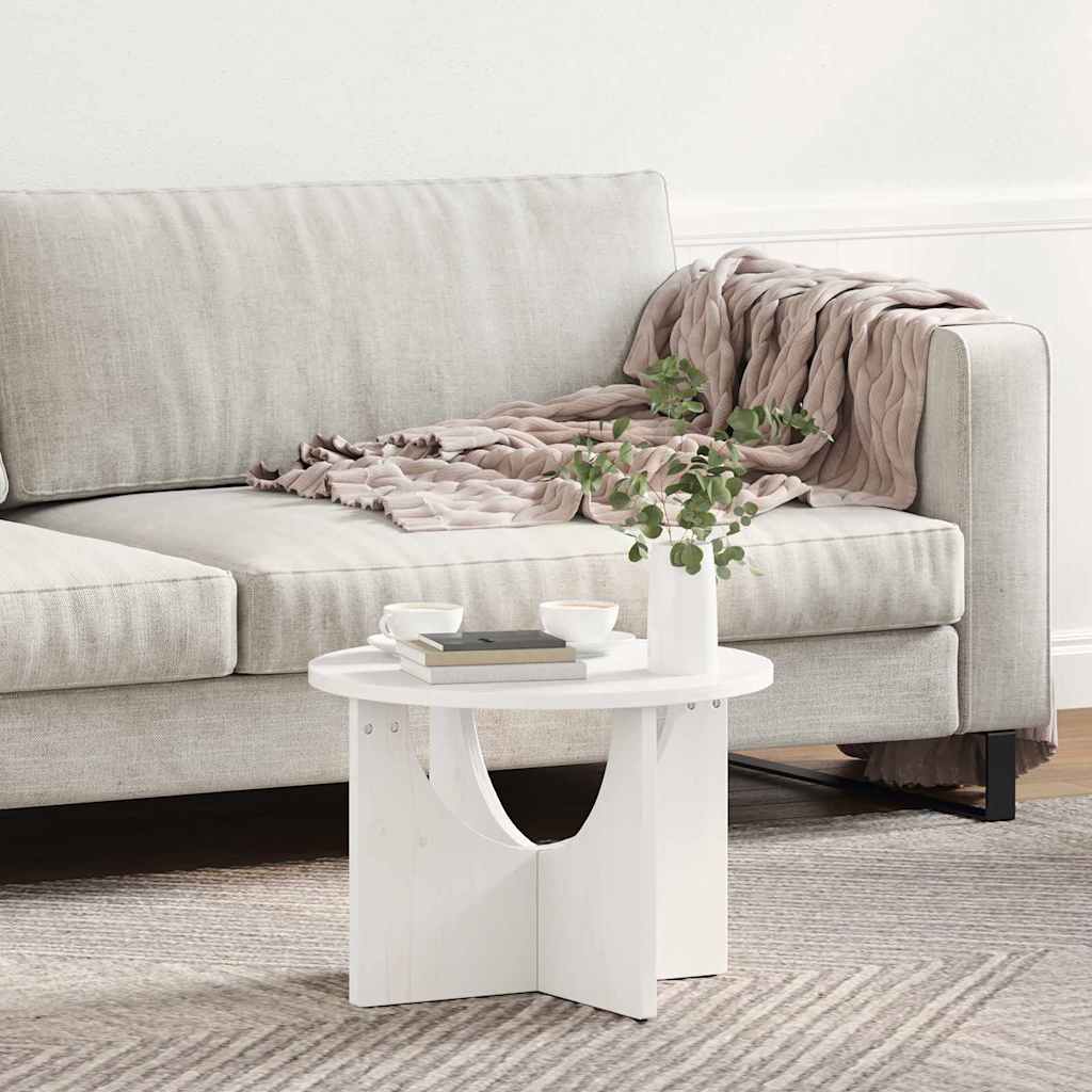 Coffee Table White 50 x 50 x 35 cm Solid pine wood