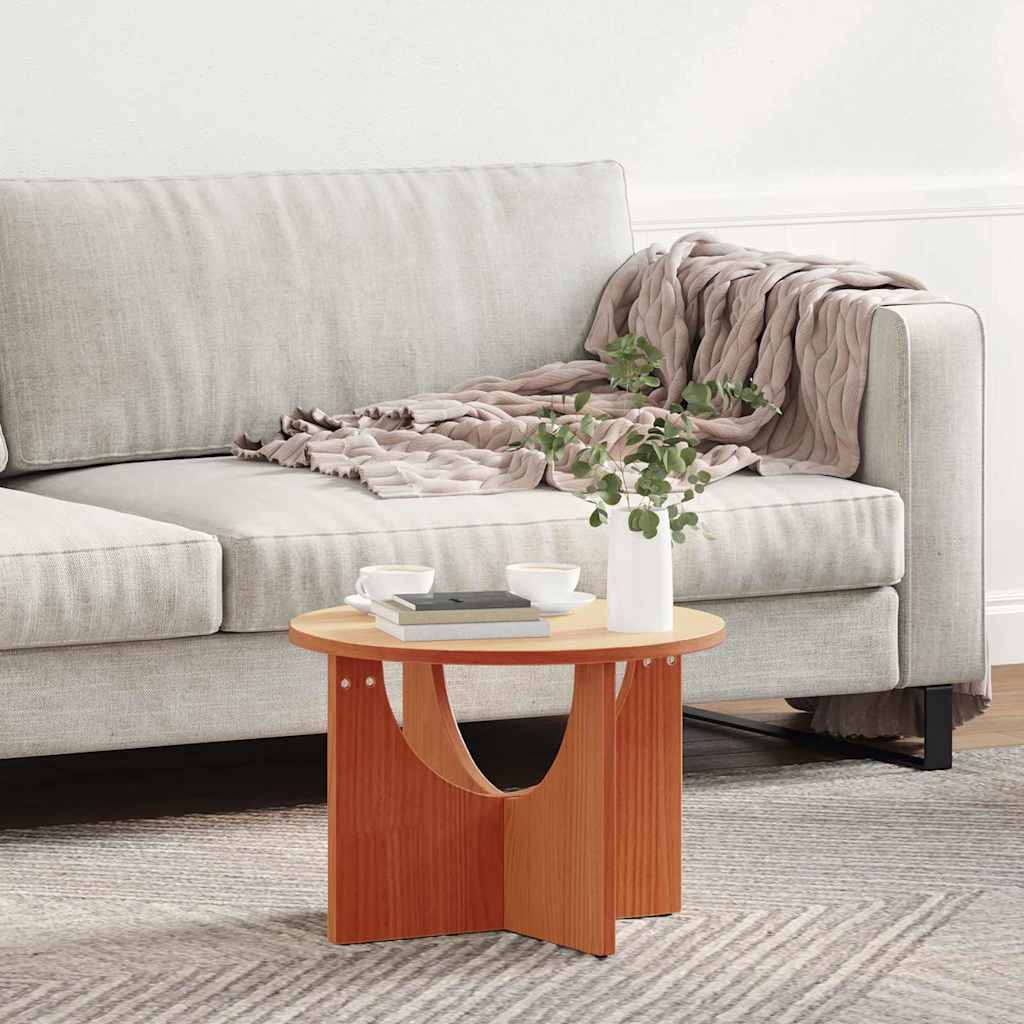 Coffee Table Wax Brown 50 x 50 x 35 cm Solid pine wood