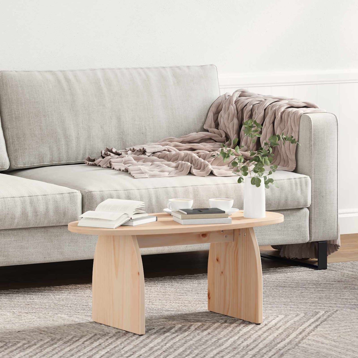 Coffee Table Brown 80 x 40 x 35 cm Solid Pine Wood