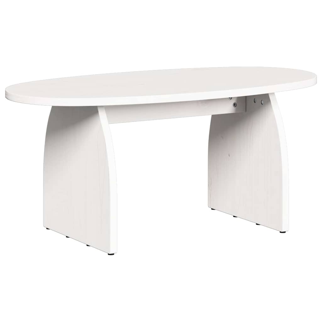 Coffee Table White 80 x 40 x 35 cm Solid Pine Wood
