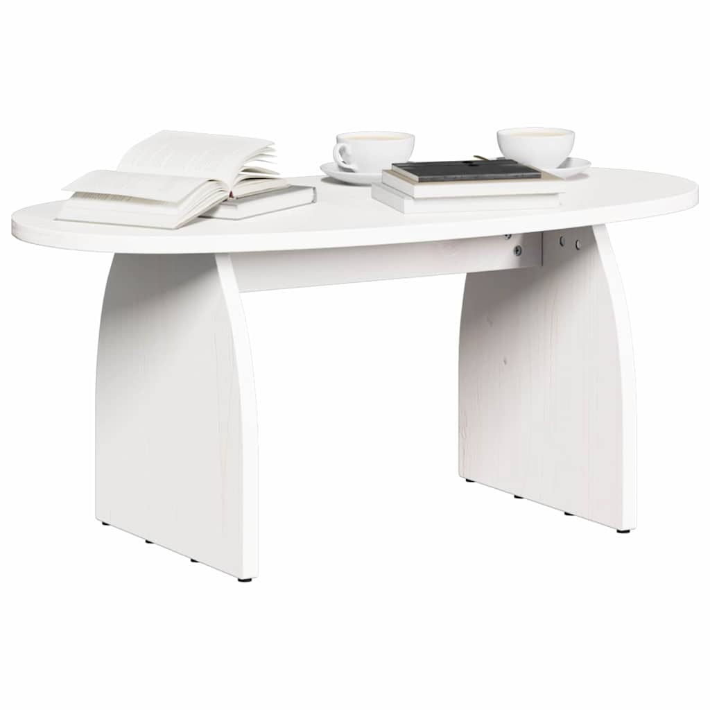 Coffee Table White 80 x 40 x 35 cm Solid Pine Wood