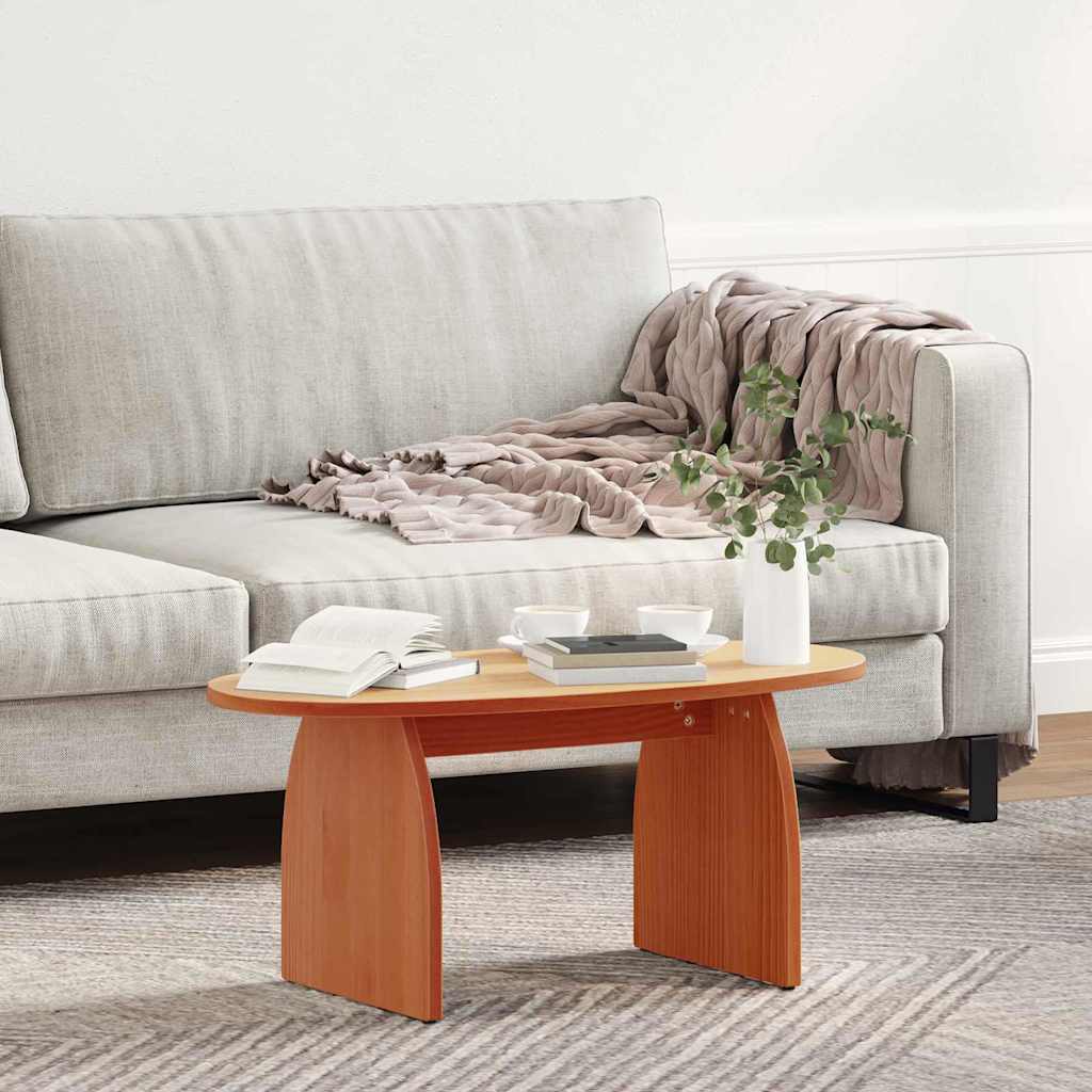 Coffee Table Wax Brown 80 x 40 x 35 cm Solid Pine Wood
