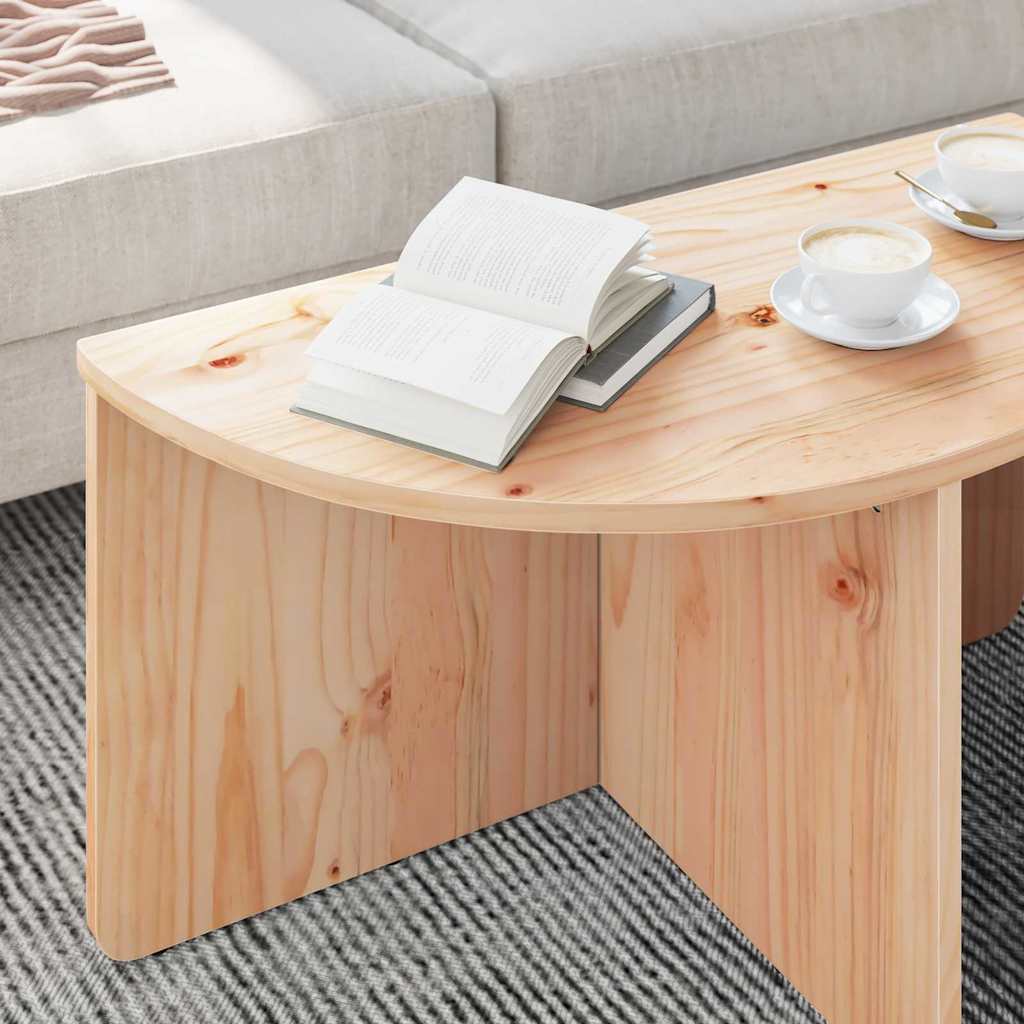 Coffee Table 2 pcs Natural Solid pine wood