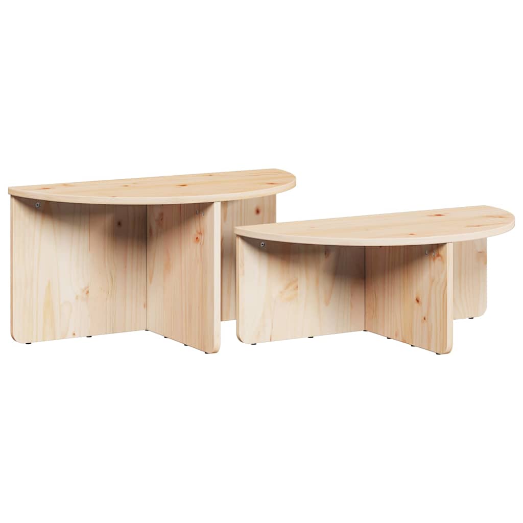 Coffee Table 2 pcs Natural Solid pine wood