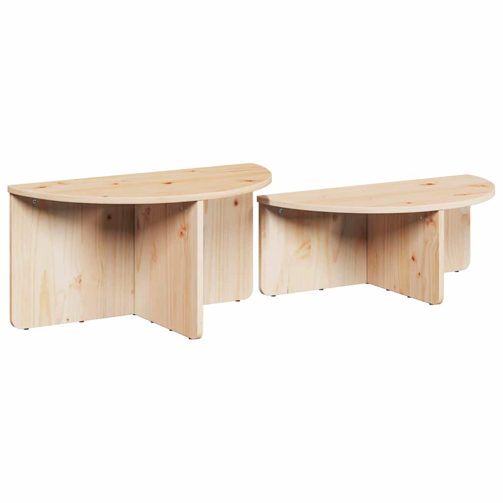 Coffee Table 2 pcs Natural Solid pine wood