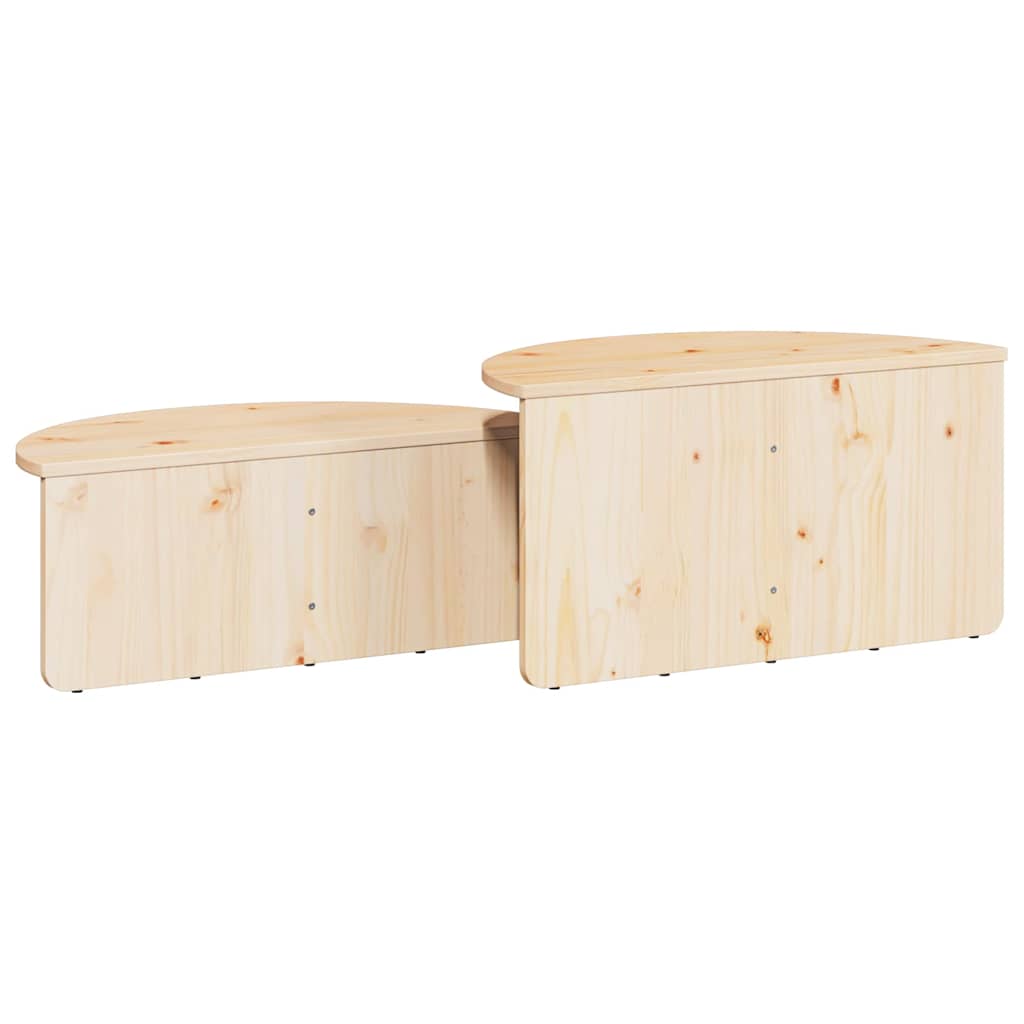 Coffee Table 2 pcs Natural Solid pine wood