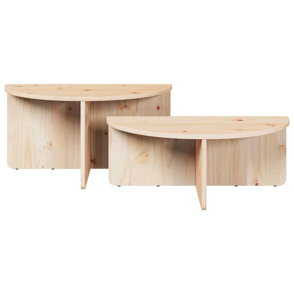 Coffee Table 2 pcs Natural Solid pine wood