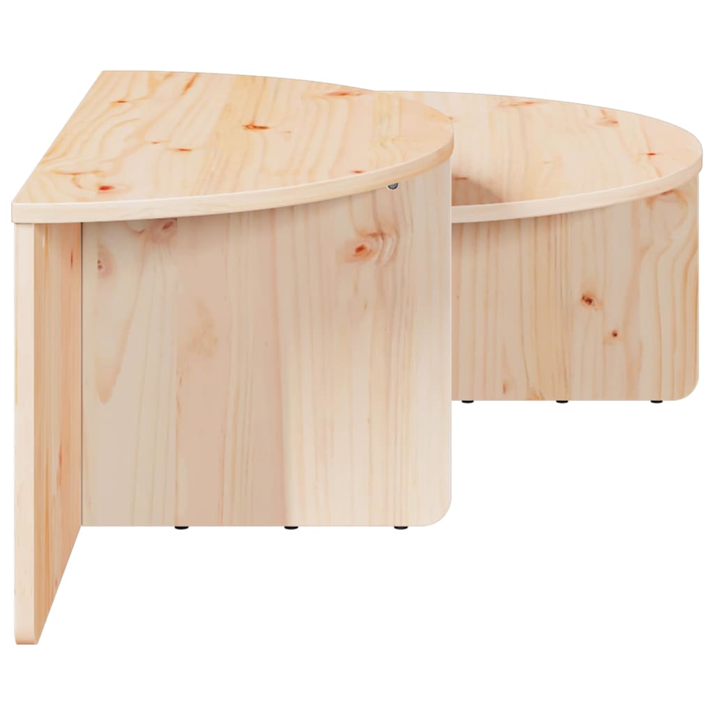 Coffee Table 2 pcs Natural Solid pine wood