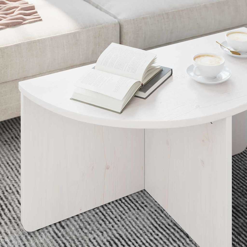Coffee Table 2 pcs White Solid pine wood