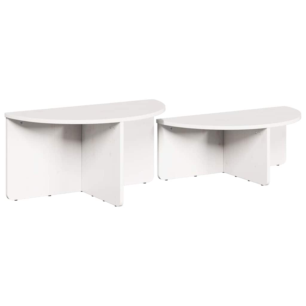 Coffee Table 2 pcs White Solid pine wood