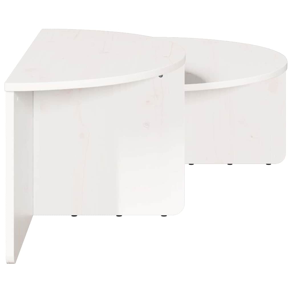 Coffee Table 2 pcs White Solid pine wood